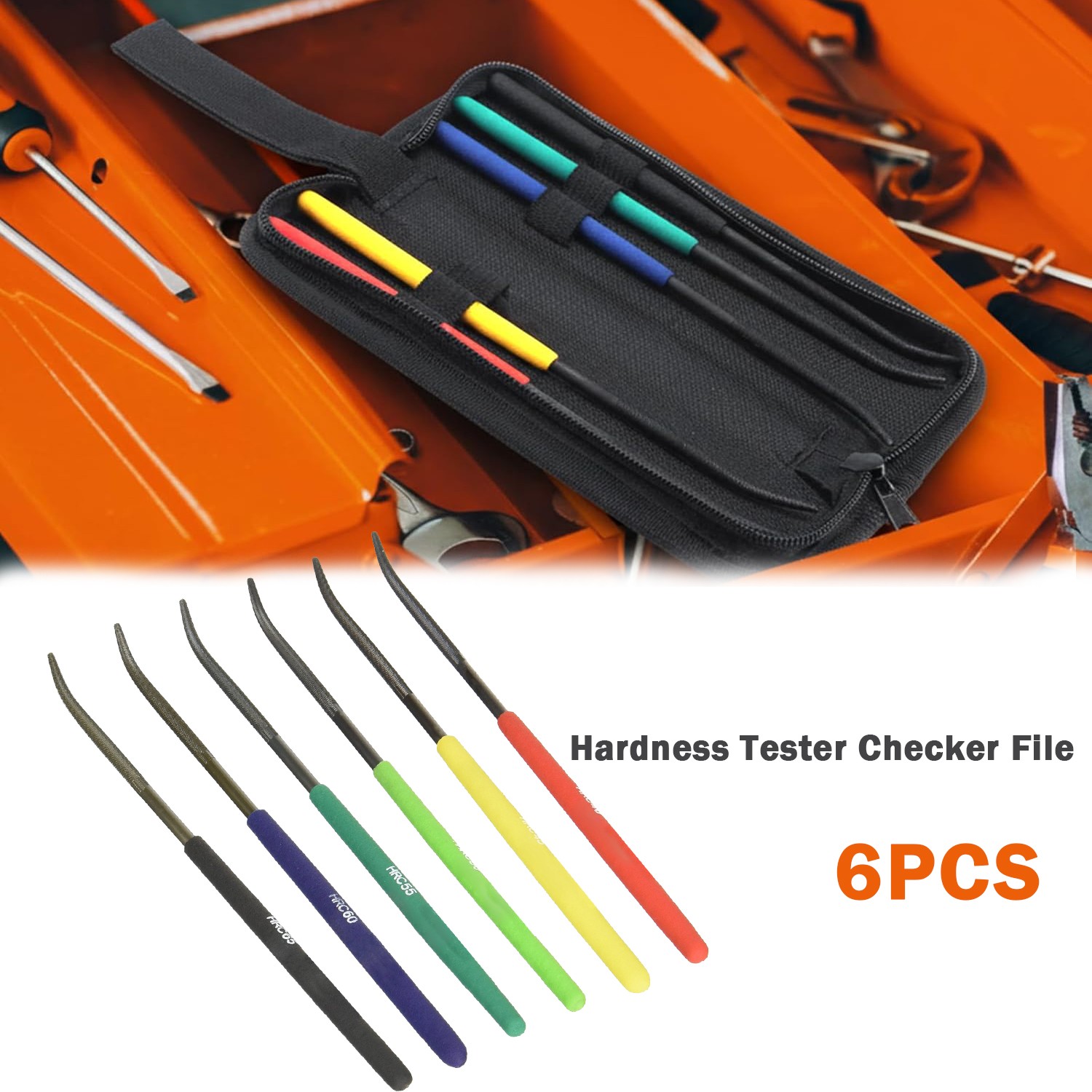 Hardness Tester Checker File HRC40-HRC65 Set of 6 Hardness Tester File with Bag