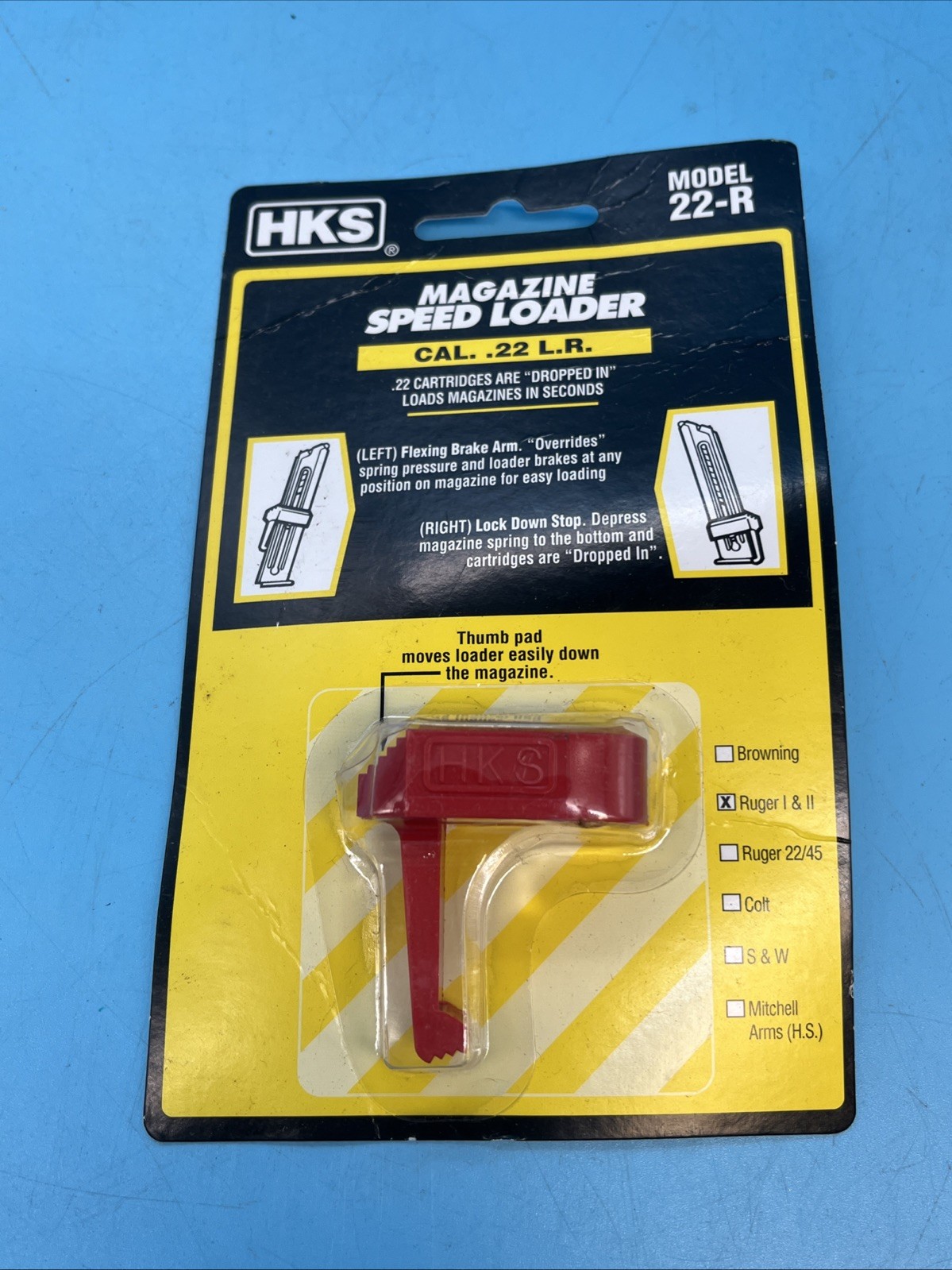 HKS .22 LR Magazine Speedloader Polymer Red For Browning/Colt/Ruger - 22R #J