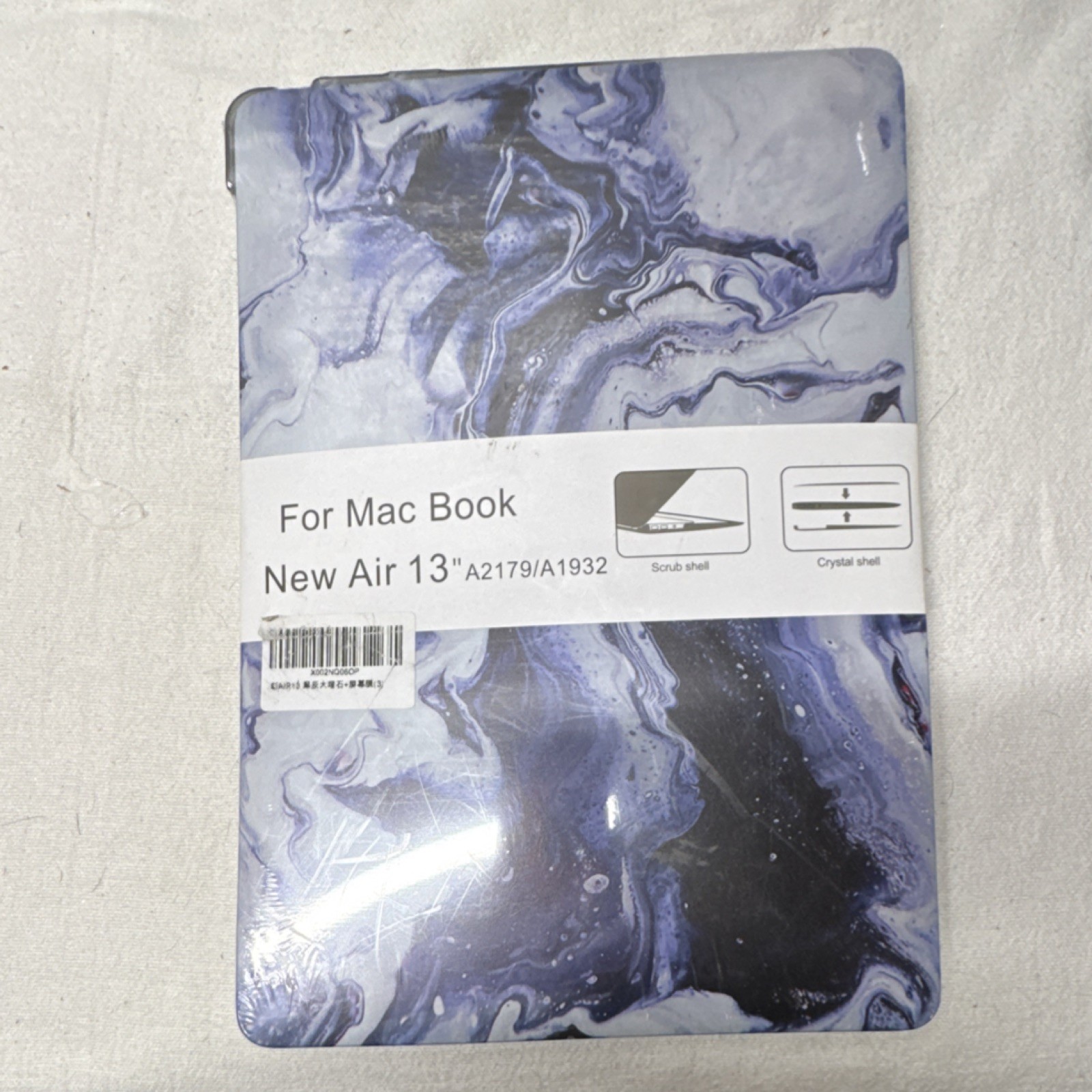 Marbled Shell Case for MacBook Air 13 A2179 A1932 Rigid Plastic Blue Black White