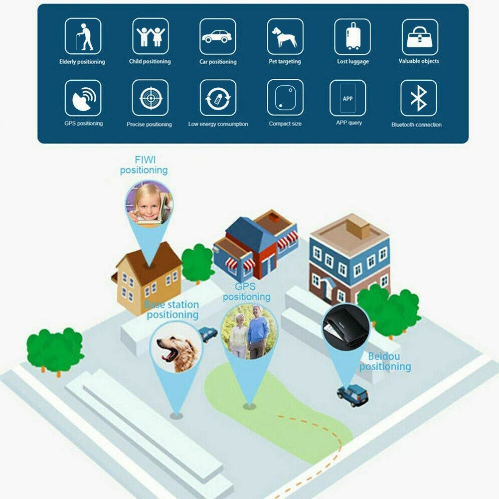 2PCS Tile GPS Tracker Wireless Bluetooth Anti-Lost Tracker Wallet Key Pet Finder