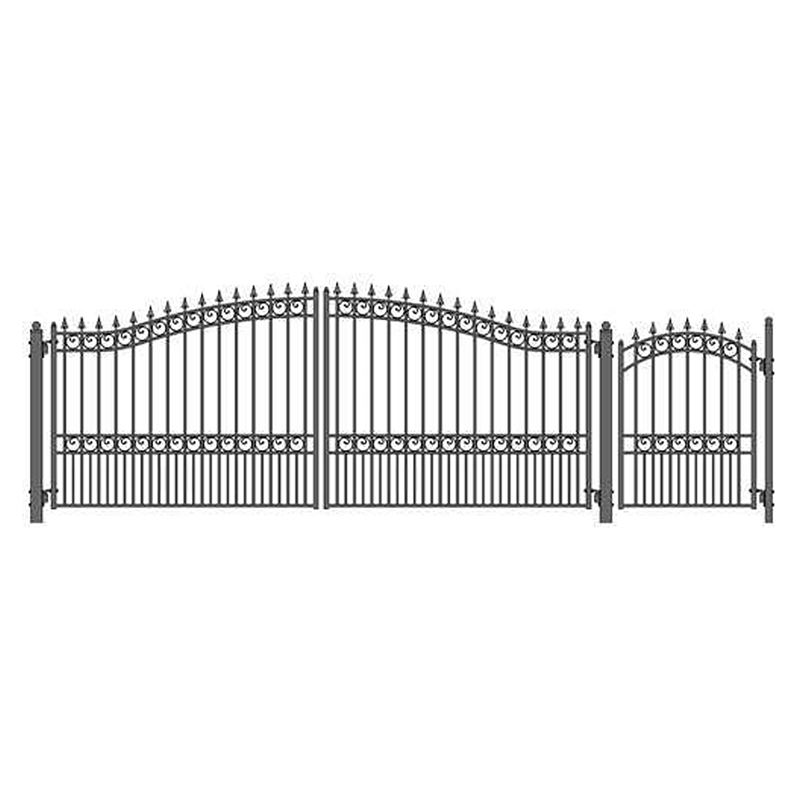 ALEKO London Stye Driveway Gates Steel Gate 18 ft and Pedestrian Gate 4Ft