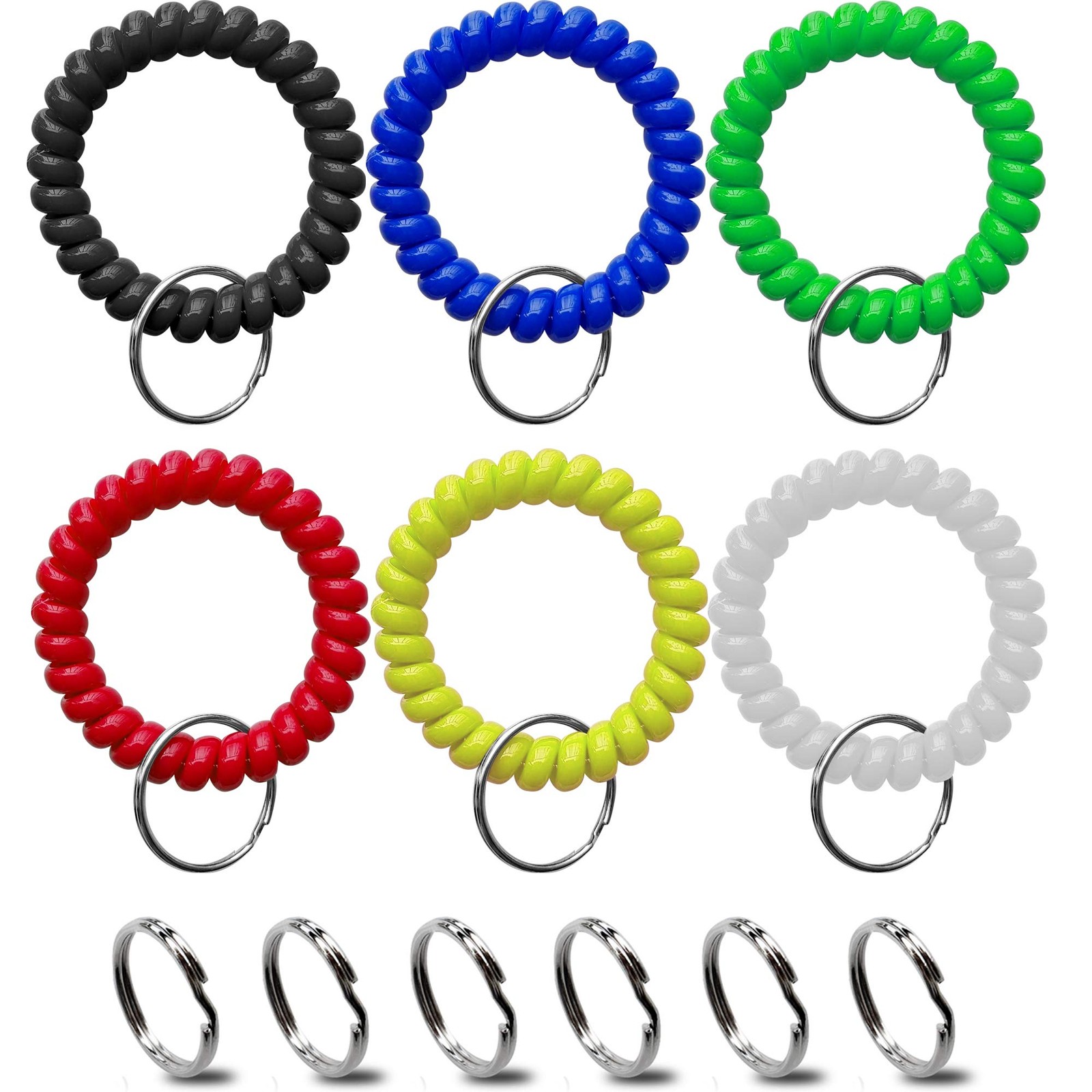 HoAoOo Wrist Keychain - Spring Spiral Stretch Coil Wristband Key Middle, C