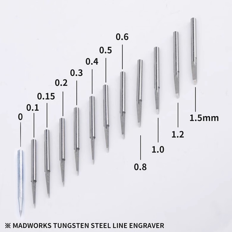 Madworks Tungsten Steel Chisel 0.1/0.15/0.2/0.3/0.4/0.5/0.6/0.8/1/1/1.2/1.5mm