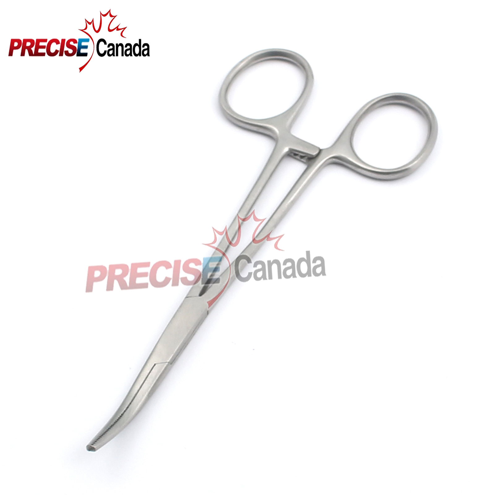 Precise Precision Kelly Forceps Locking Tweezers Clamp, Silver, Curved, 14cm