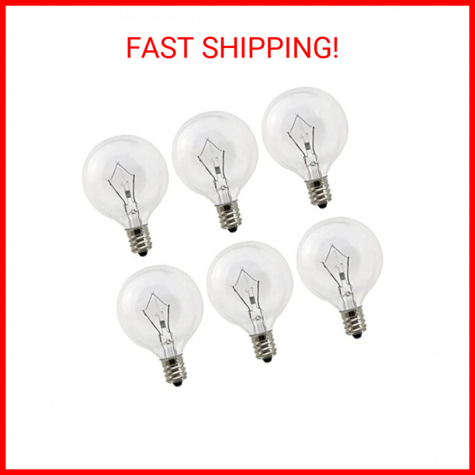 Wax Warmer Bulbs 6 Pack, G50 25 Watt Light Bulbs for Full Size Scentsy Warmers
