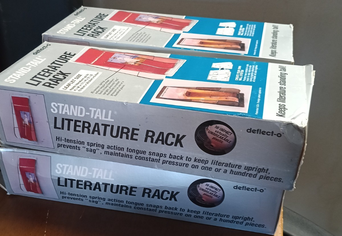 LOT of 4 Deflecto Stand Tall Literature Holder Clear 55601