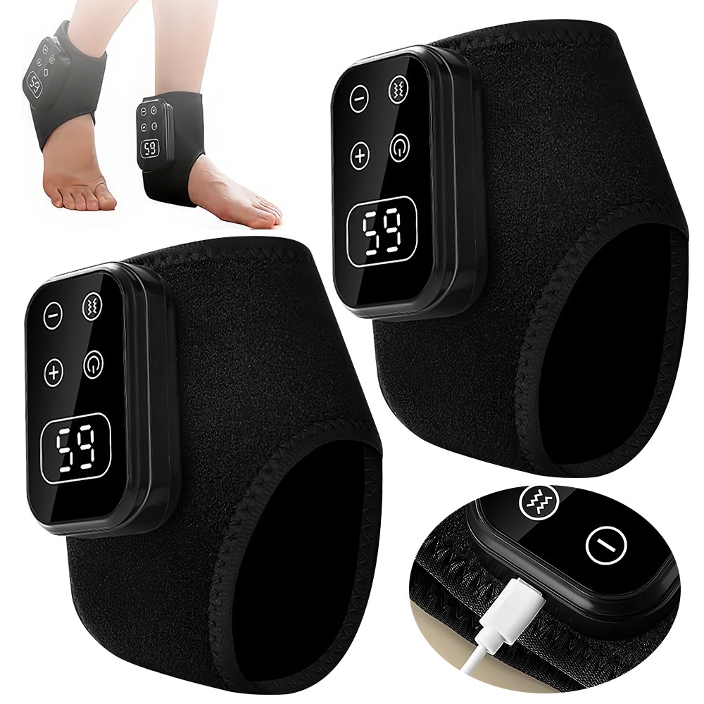 Ankle Massager with Heat, USB Rechargeable Heated Brace Wrap Warmer 5 Heat Level