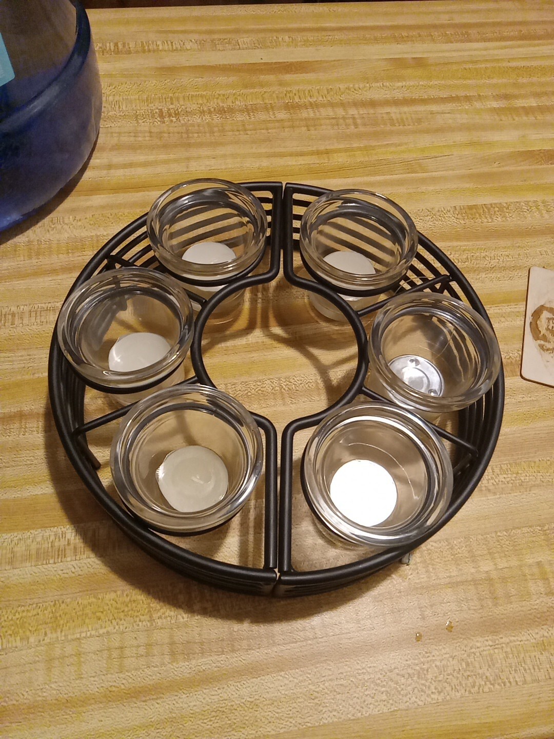 6 Sectioned Glass Candle Decor Holder Round Centerpiece