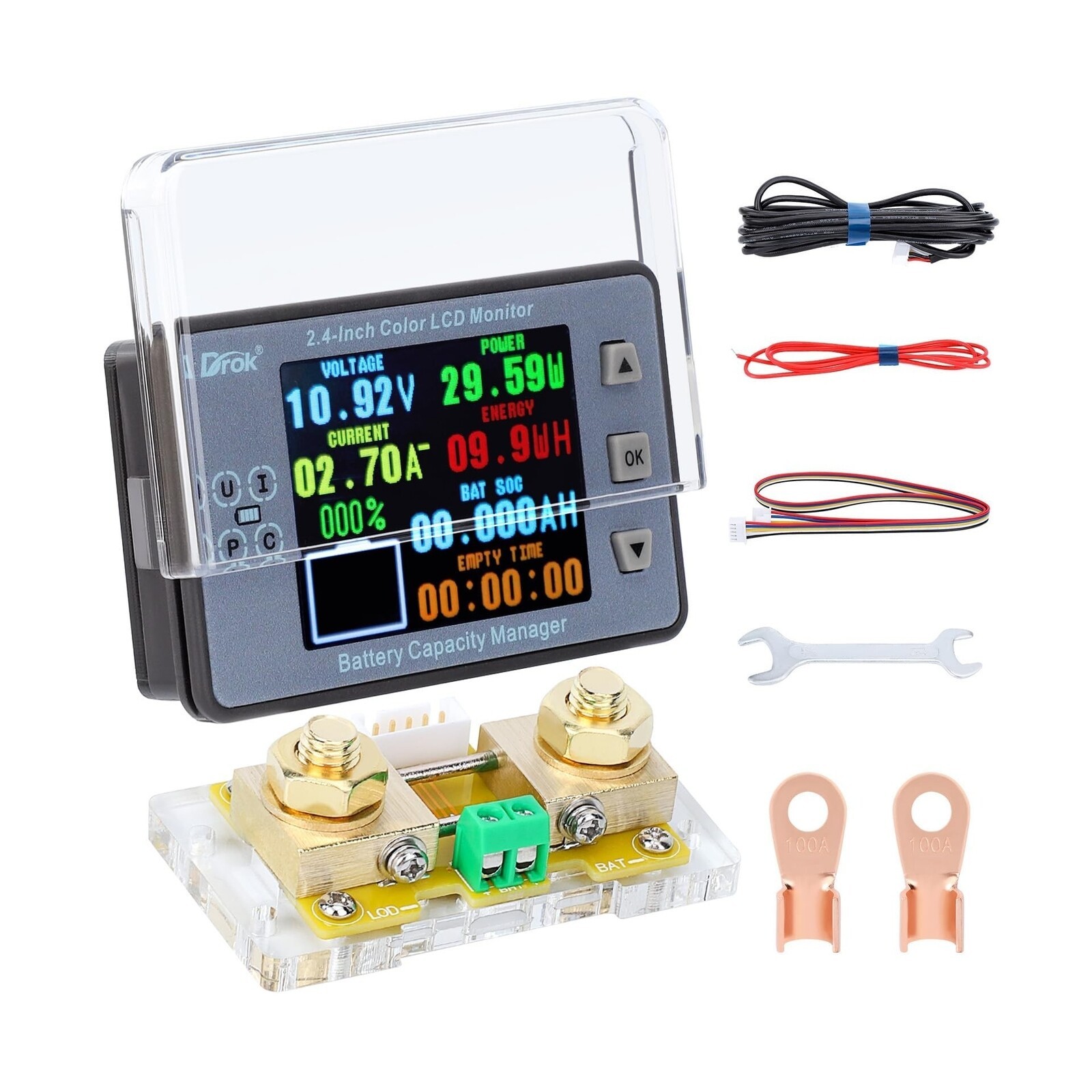 DROK Digital Multimeter,DC8-100V 100A W/Base Battery Monitor 12V 24V 36V 48V 60V