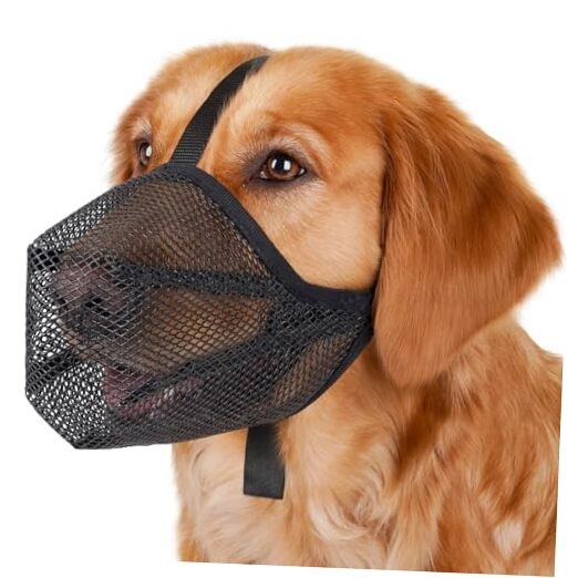 Dog Muzzle, Soft Mesh Muzzle for Small Medium S [Snout Cir: 8.5"-9.5"] Black