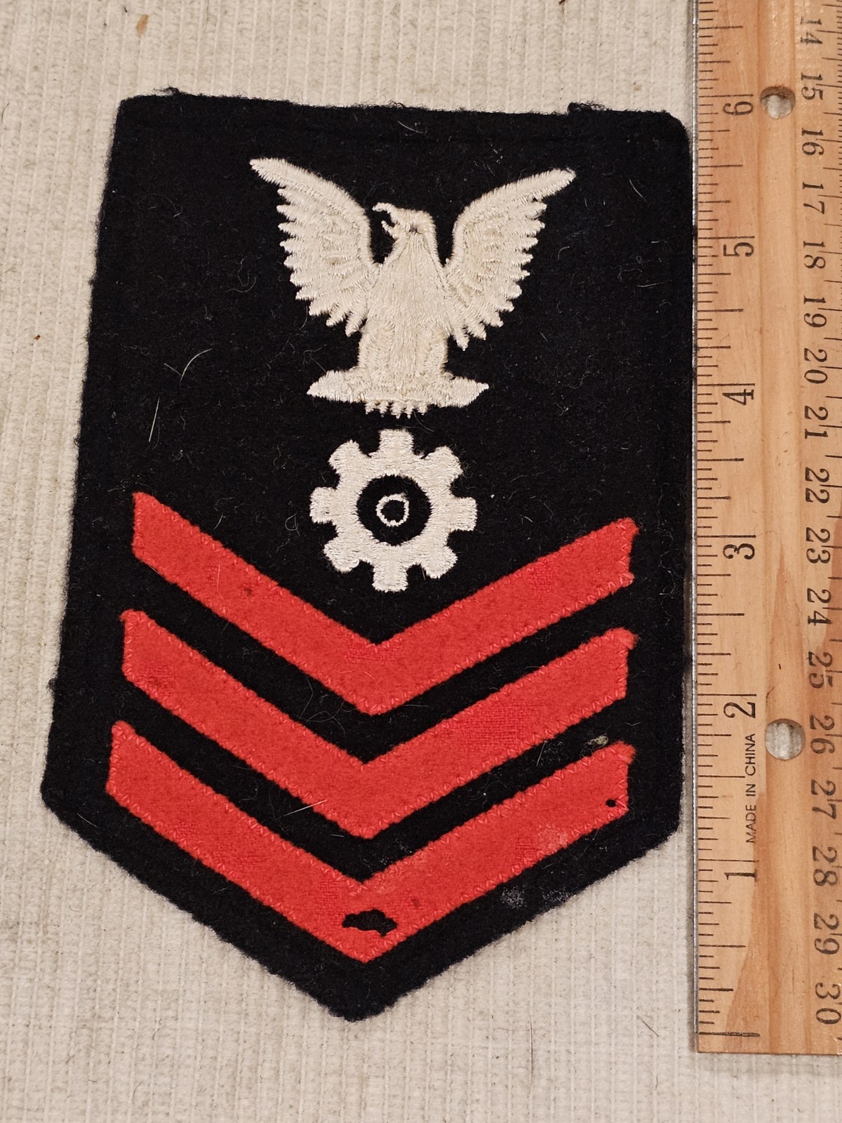WWII USN Navy 1st Class Engineman Black Wool Rate Patch L@@K!!!