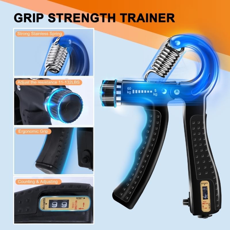 5PCS Grip Strength Trainer Kits, Hand Gripper Strengthener, Forea