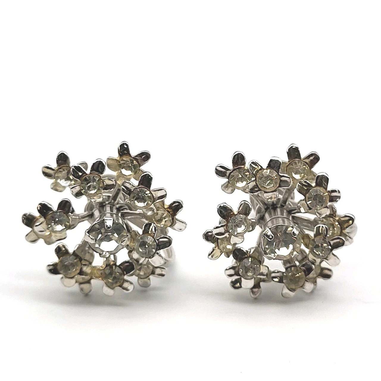 Beautiful Coro Clear rhinestone earrings elegnat screw back bridal spring