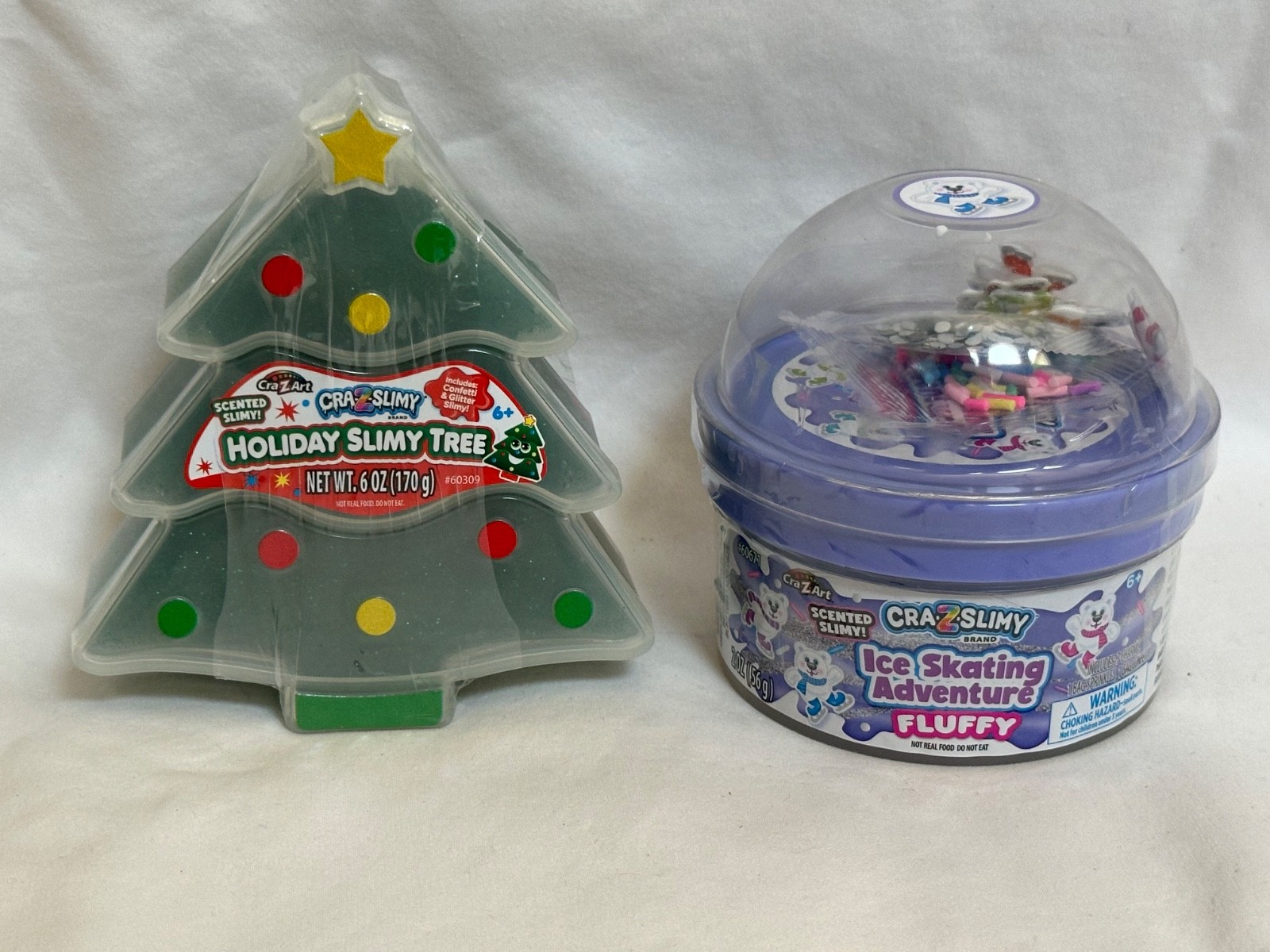 New Lot Cra-Z-Slimy Holiday Christmas Tree & Ice Skating Adventure Scented Slime