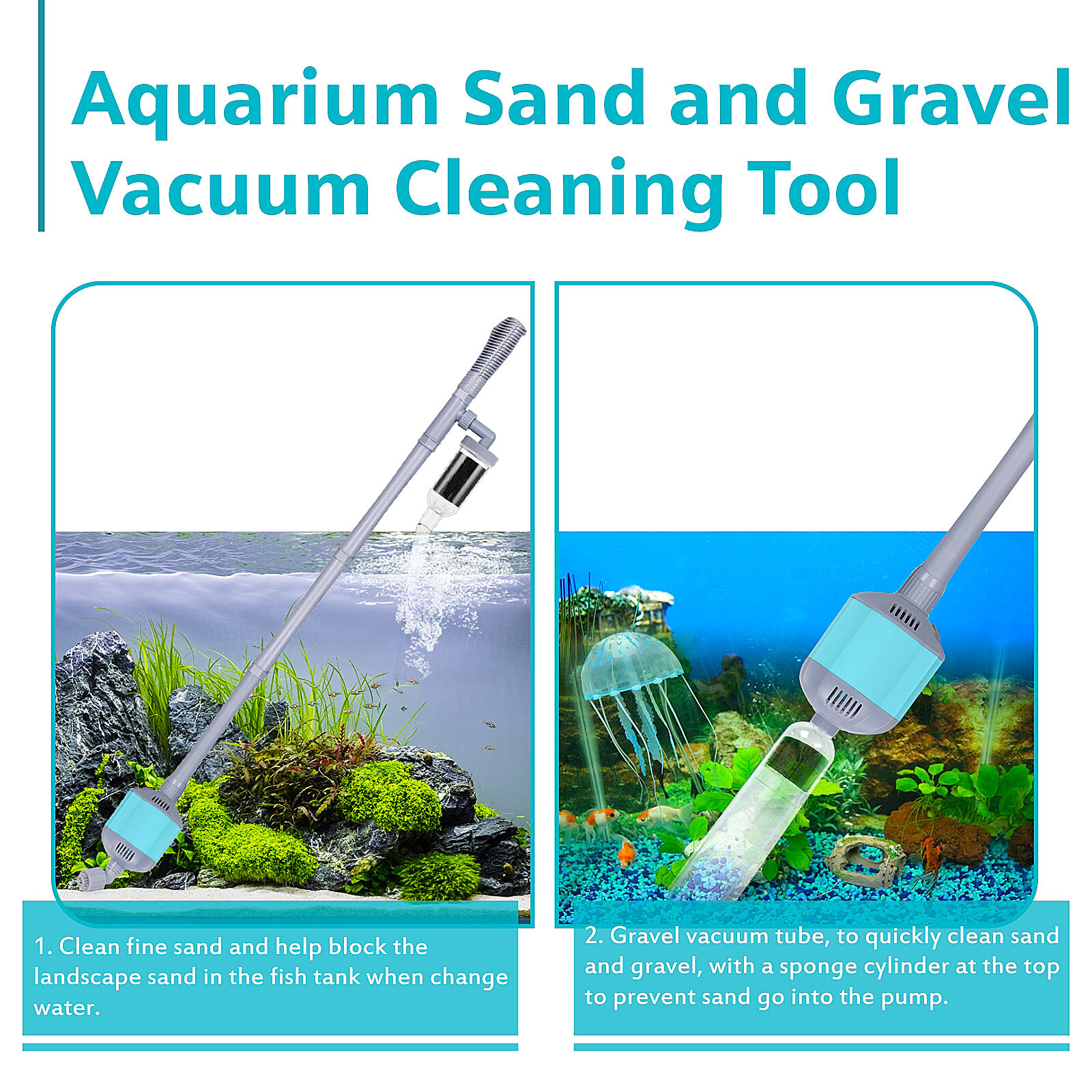hygger 360GPH Electric Aquarium Vacuum Gravel Cleaner Adjustable Automatic