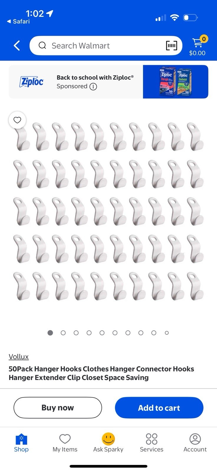 Hanger Hooks 50 Pieces White NEW In Box