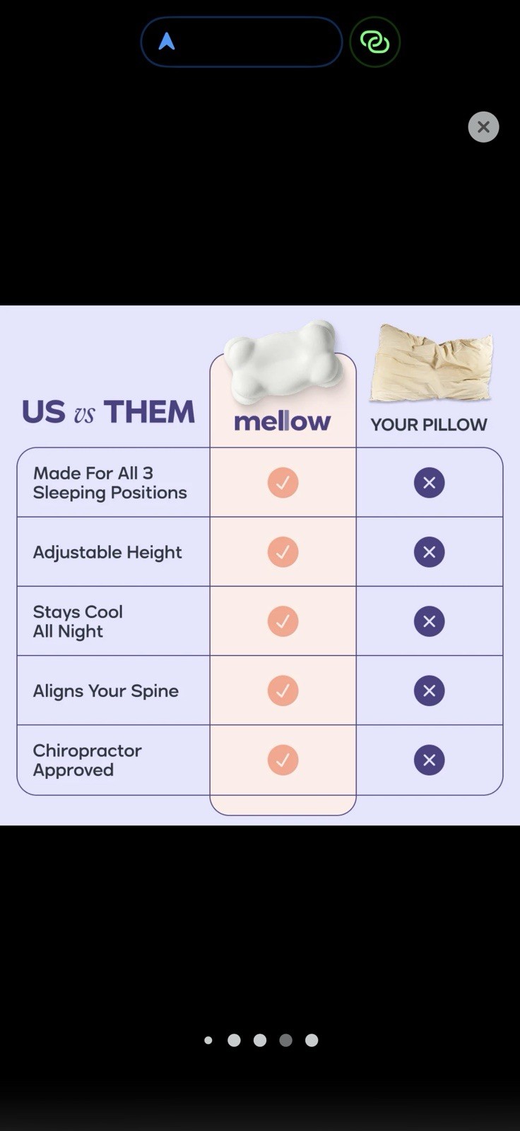 TWO Mellow CloudAlign Pillow Cooling Hypoallergenic Bed Pillows