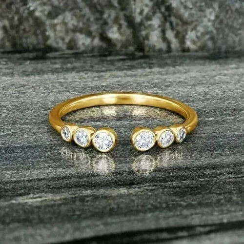 1Ct Round Real Moissanite Adjustable Women's Toe Ring 14k Yellow Gold Plated