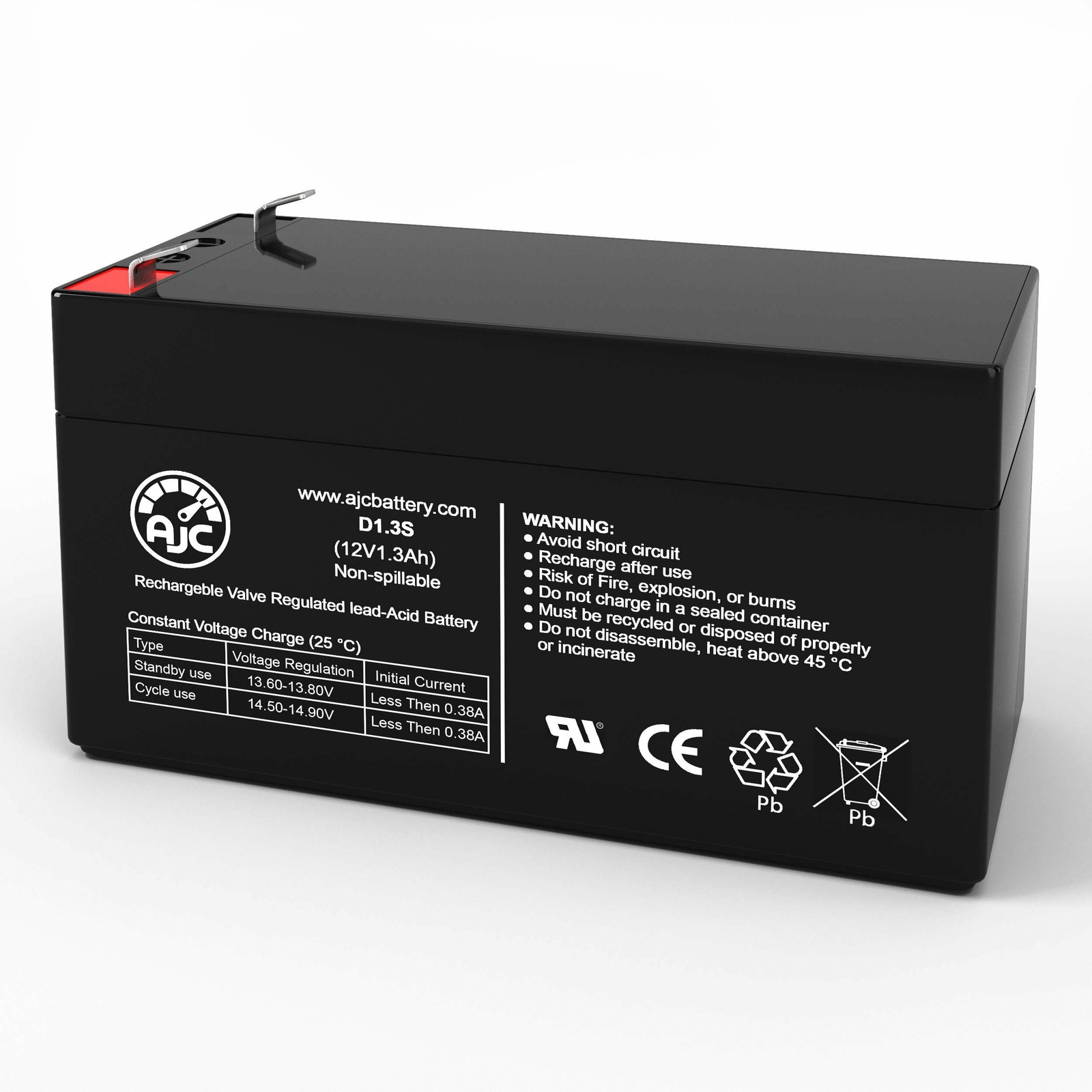 AJC Battery Compatible with B&B BP1.2-12 3.82 x 1.77 x 2.32 12V 1.3Ah UPS
