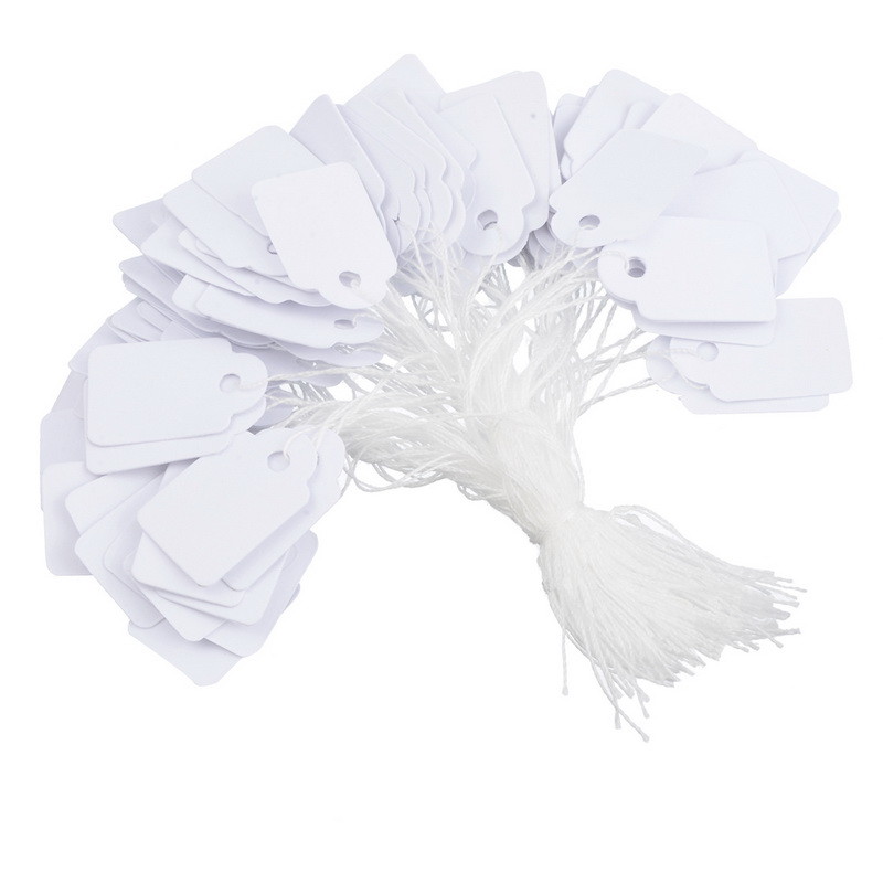 White Strung Tickets 38 x 24 mm Price Tags String Swing Labels 38mm x 24mm C-24