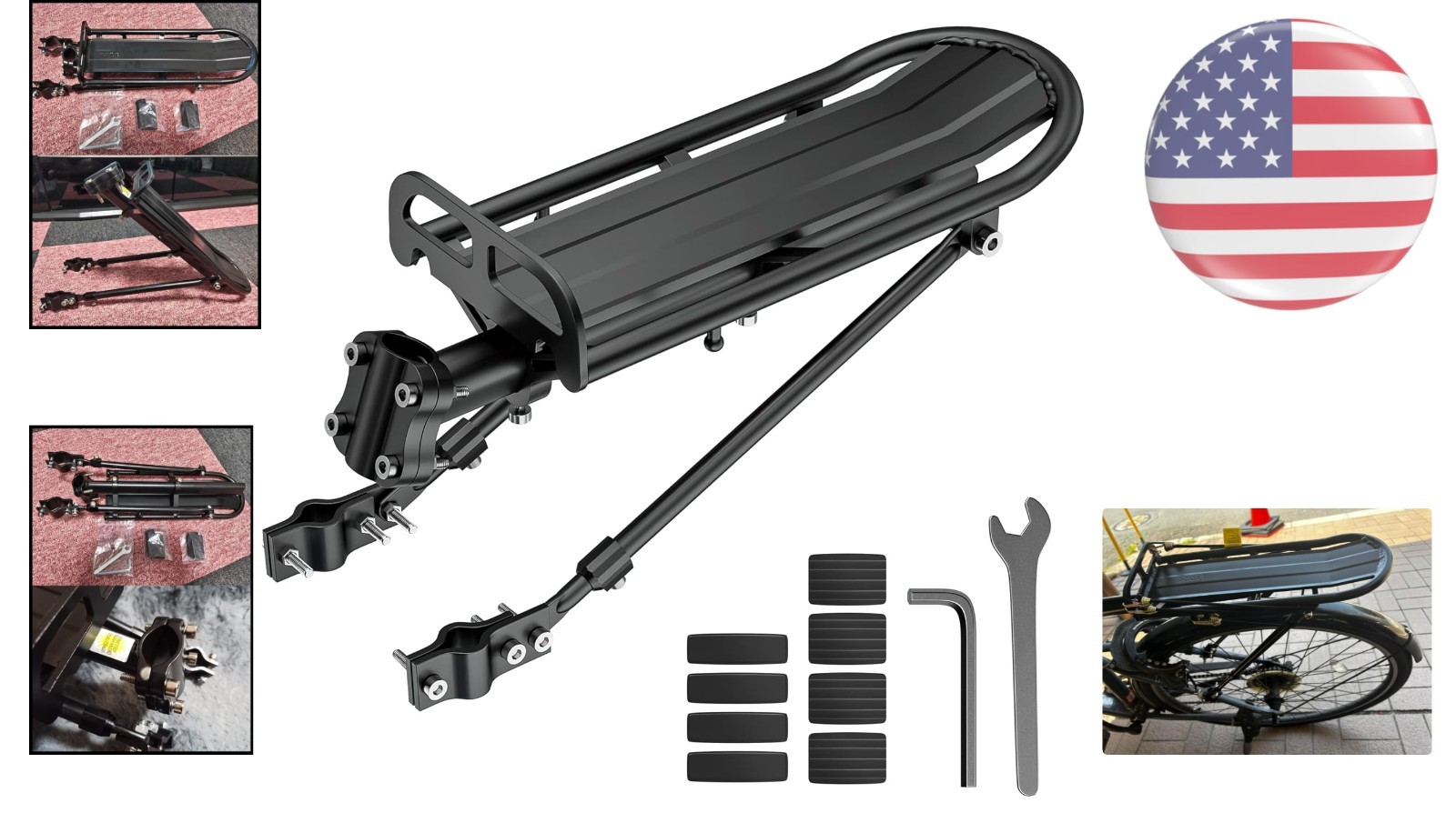 Weather-Resistant Aluminum Cargo Rack for Bikes - Quick Install & 55 lb Load