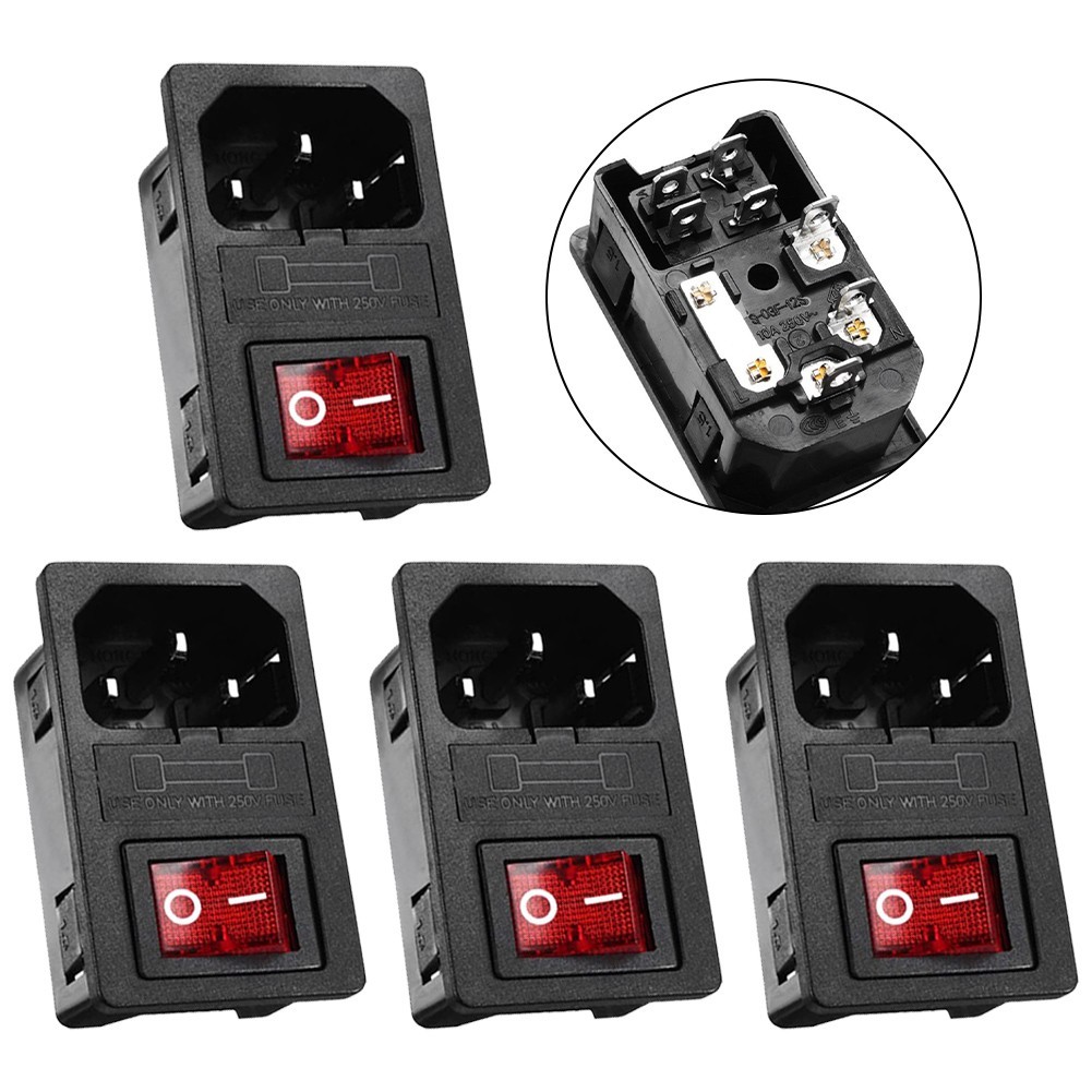 Fuse Switch for Power Socket Plastic Socket 7 Terminals Fuse Switch Insertion