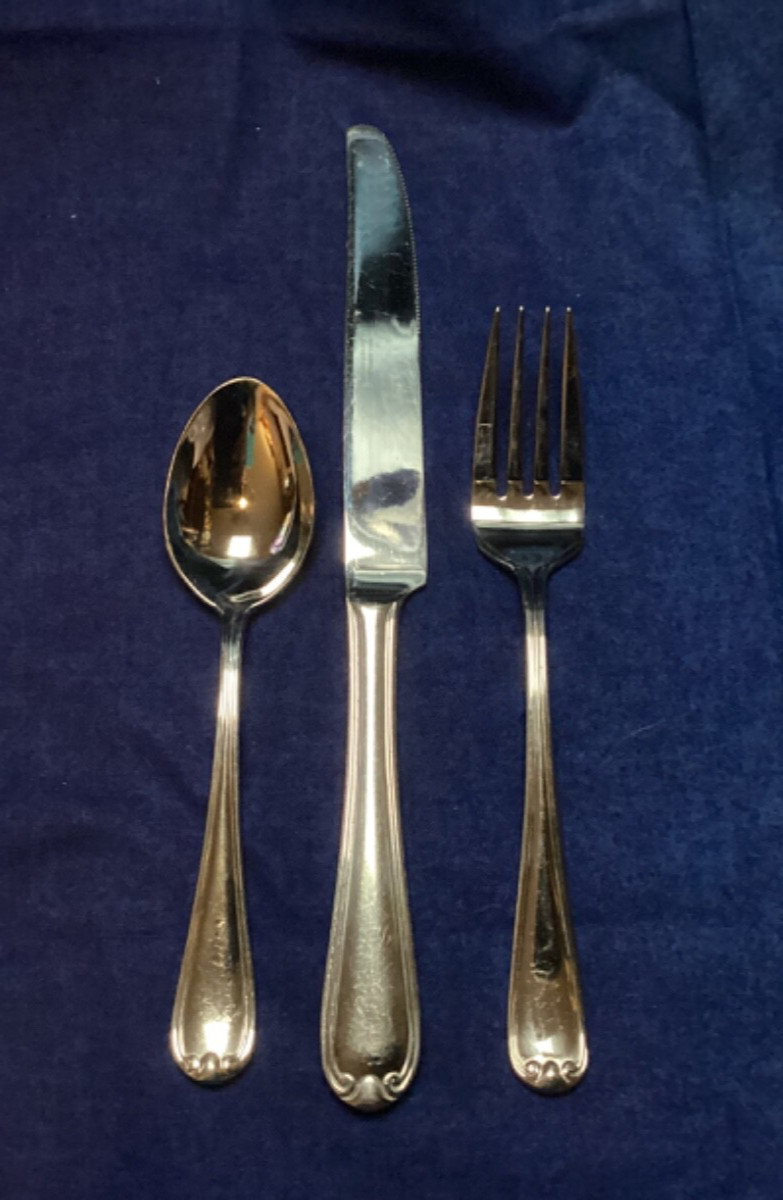 3 Reed & Barton COLBY Stainless Flatware • dinner / tea spoon, fork, knife