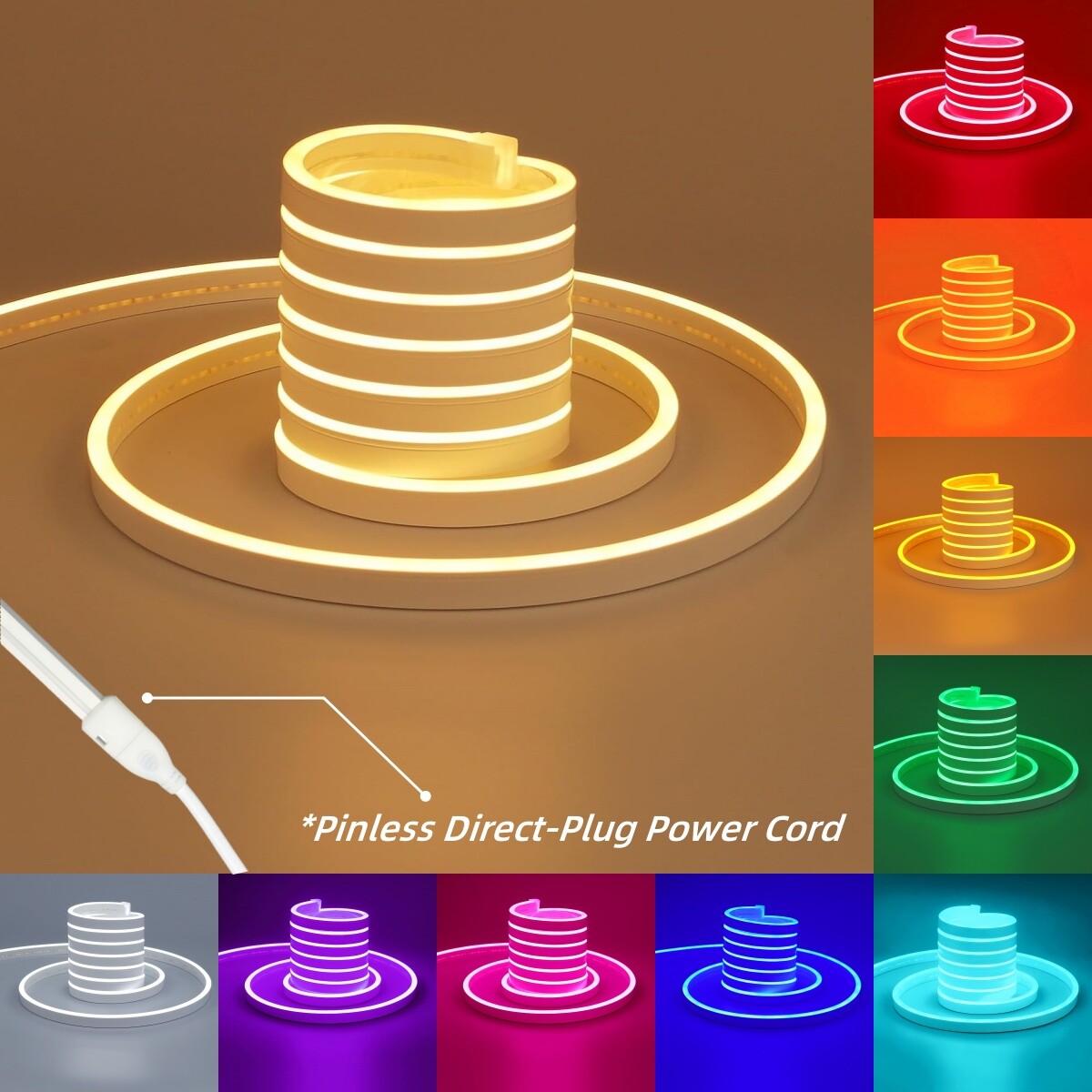 AC220V 8x16mm Waterproof Light Strip Super Soft With Supply Of Power Cable