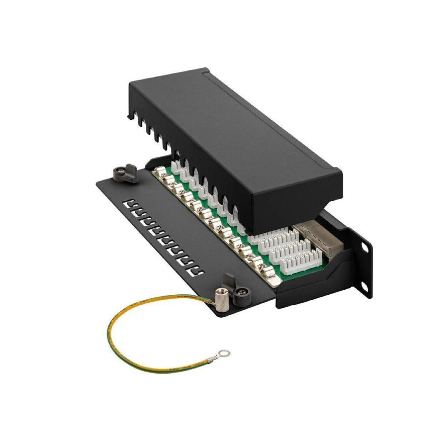 Network Patch Panel for Shielded Cat6A 12 24 Ports Port STP RJ45 Ethernet Rack