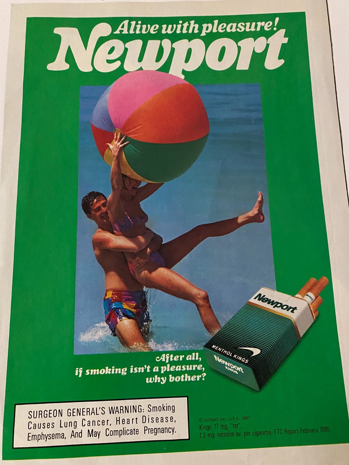 Newport Cigarettes, Full Page Vintage Print Ad