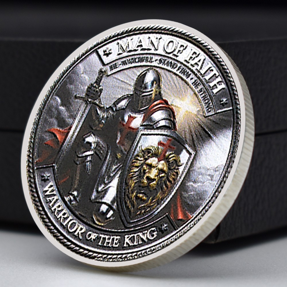 Christian Lion of Judah Knight Coin Man of Faith Bible Challenge Coin Gift Medal