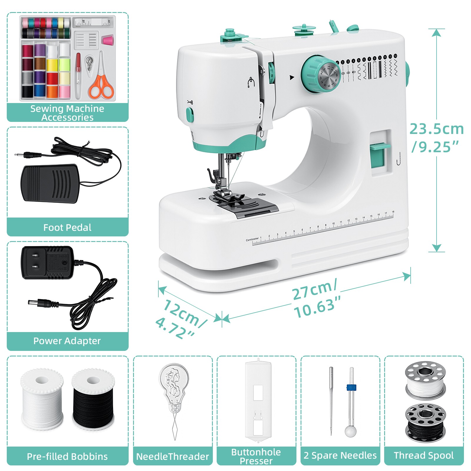 Portable Electric Sewing Machine Crafting Mending Machine 12 Built-In Stitches U