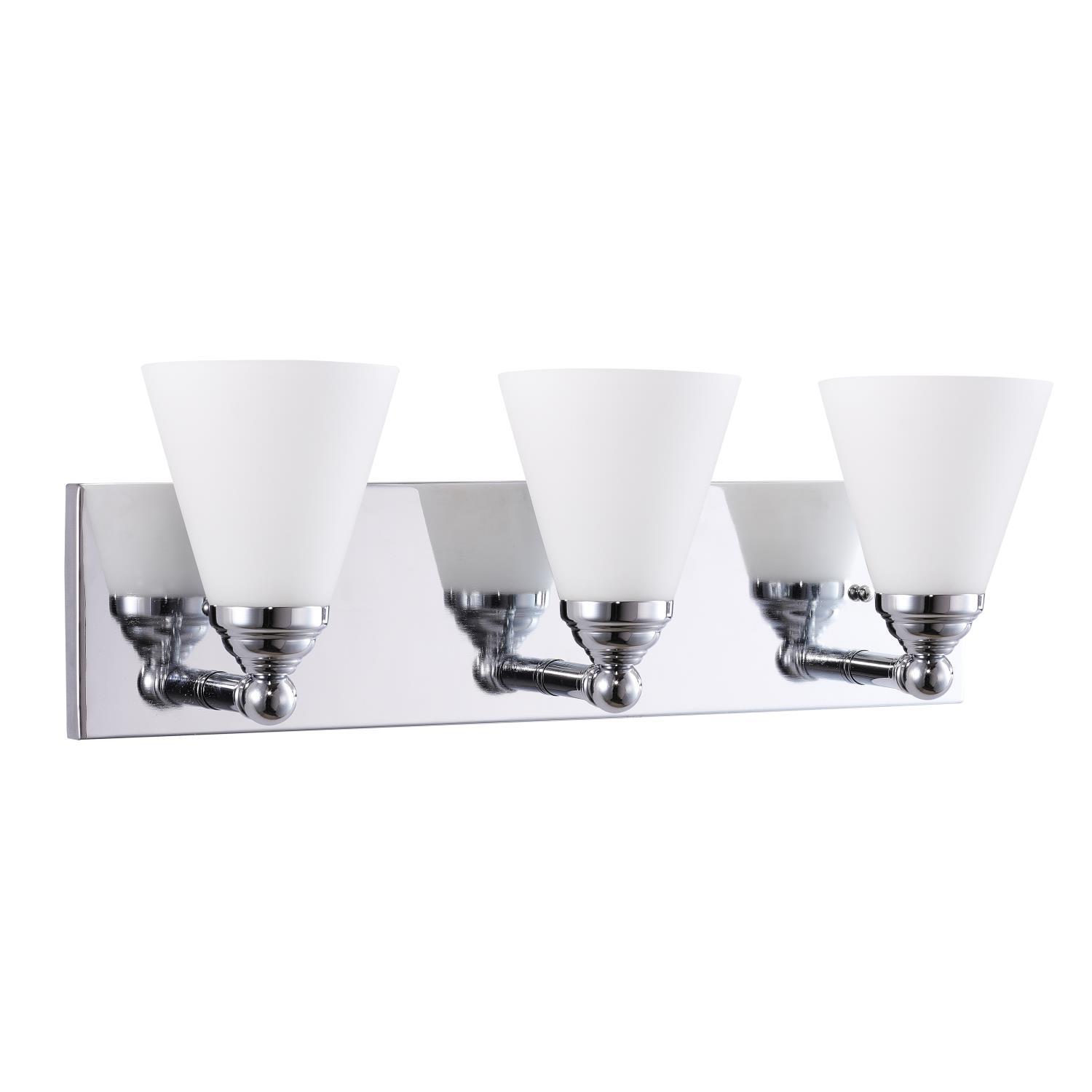 Lamp Bathroom Vanity Light w/ Frosted Glass Cone, Brushed Nickel, E26