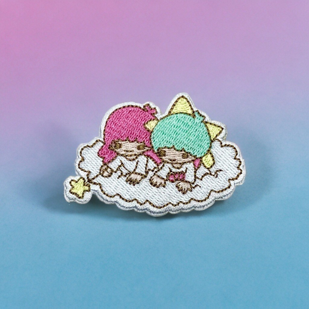 Little Twin Stars Sticker Patch , 1.5” Kawaii Kiki Lala Embroidered Decal