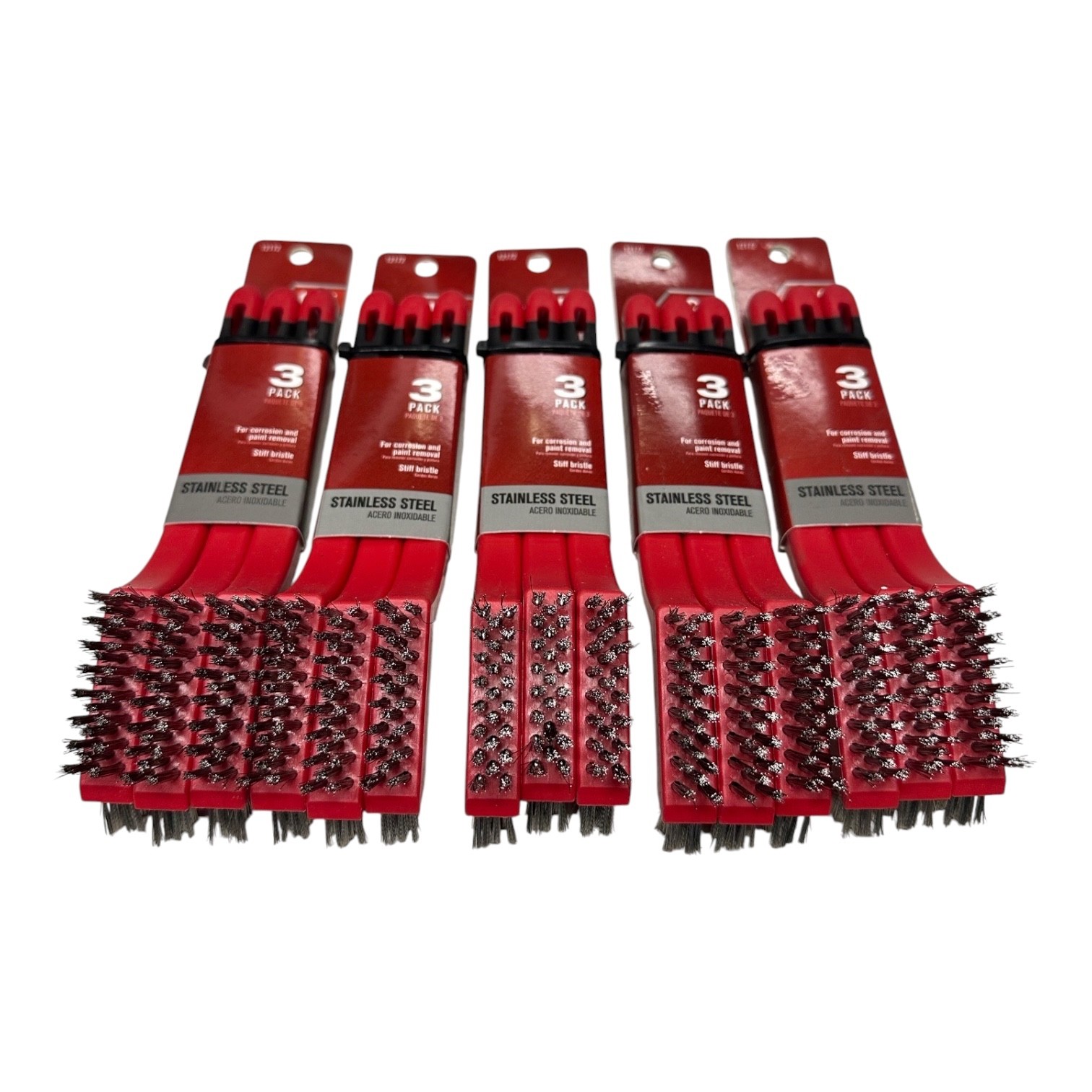 New Ace 12172, 3-Pack Stainless Steel Mini Bristle Brush (LOT OF 5 PACKS) 🔥