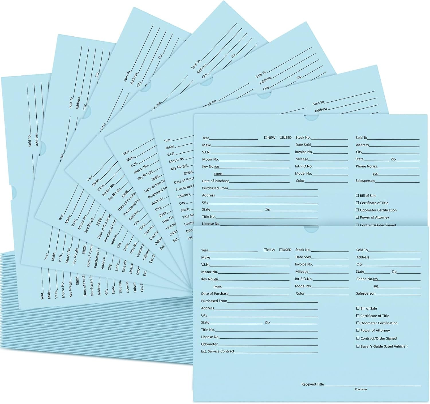 120 Pcs 9 X 12 in Vehicle Dealer Jackets for Car Sales 32Lb Colored Printed Deal