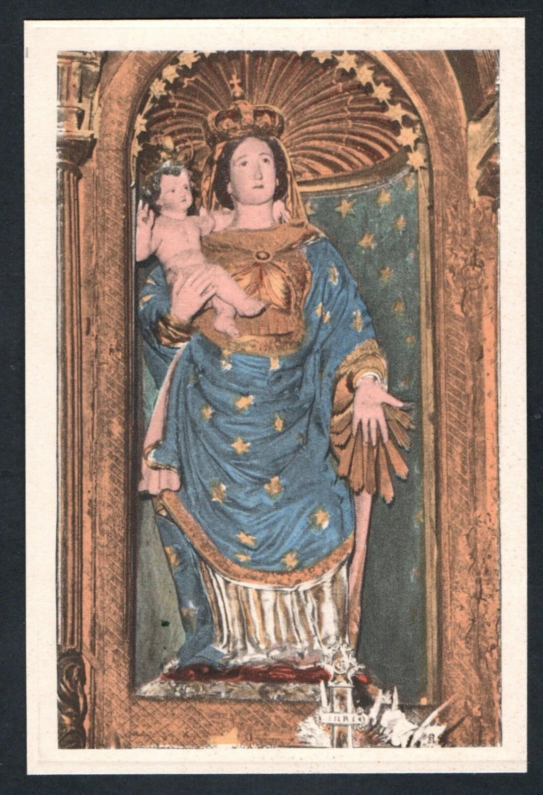 Holy card antique postale of Virgin del Rosario santino image pieuse estampa