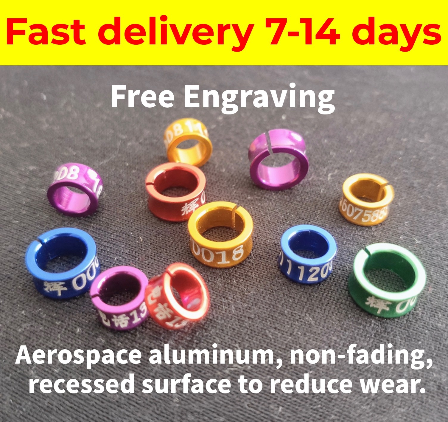 50 pcs customerized Bird Leg Bands for Mynah Bulbul Cockatiel Starling lovebird