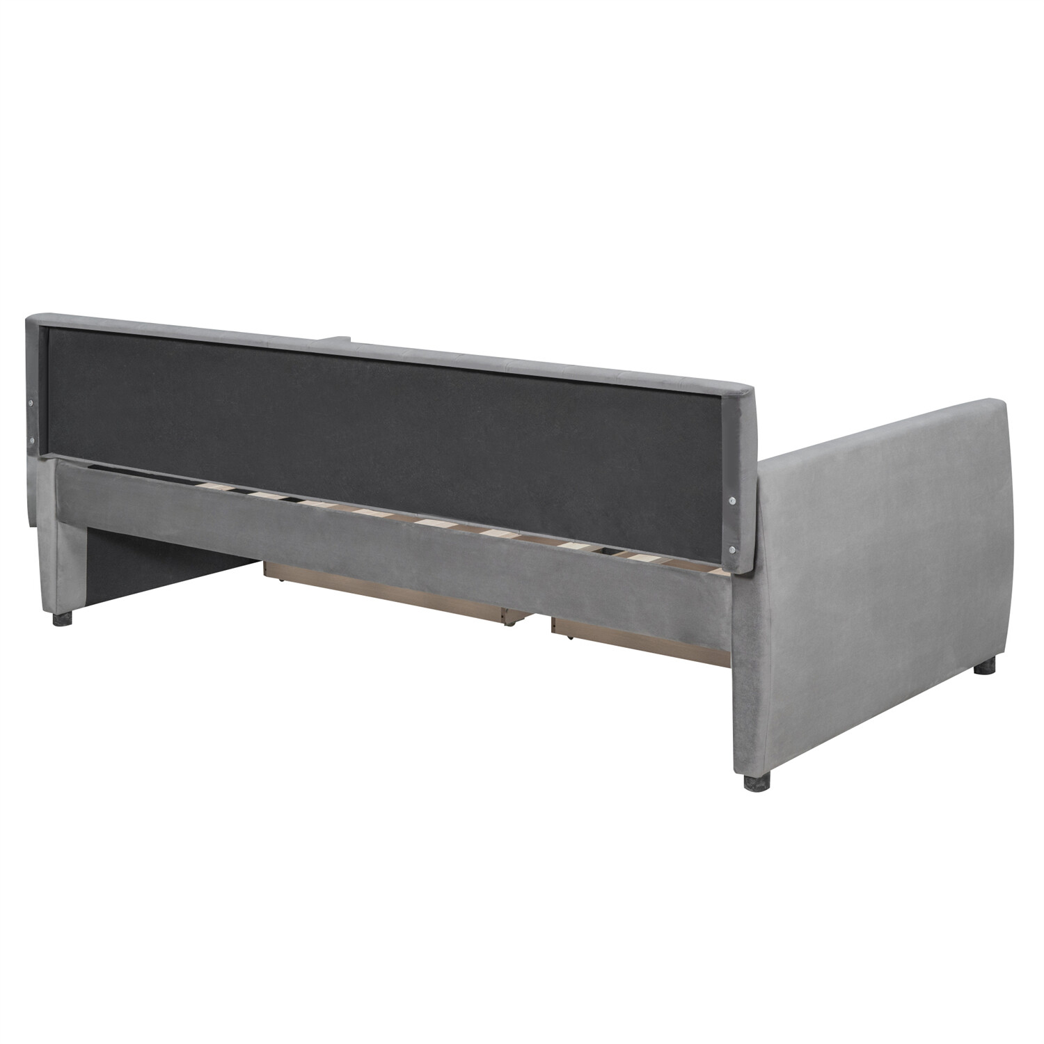 Twin Size Daybed with 2 Drawer Upholstered Bed Frame Sofa Bed w/ Storage Gray