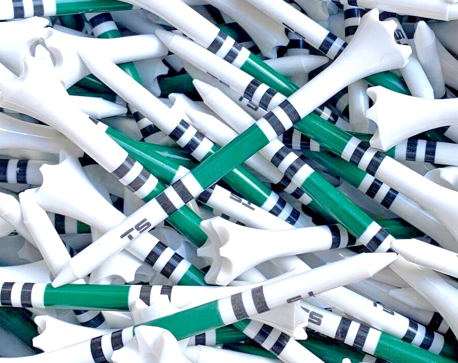 100 Golf Tees New 3 1/4" TRUESTRIKE Green and Black Striped 3.25 Golf Tees