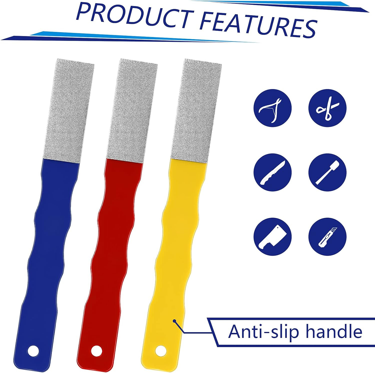 6 Pcs Diamond Sharpening Hones Sets Color Coded Diamond Sharpening Stones Too...