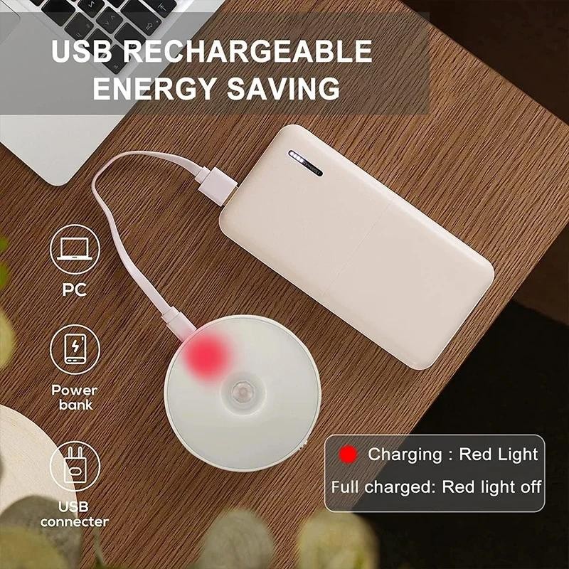 Motion Sensor LED Night Light USB Rechargeable3color Wireless Closet Lamp2-6pack