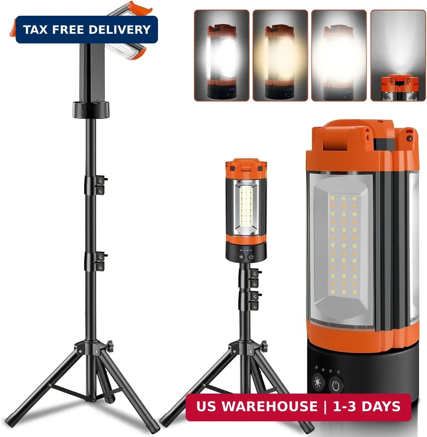 Rechargeable 12000mAh Camping Light with Adjustable Stand, Cordless Work Light w