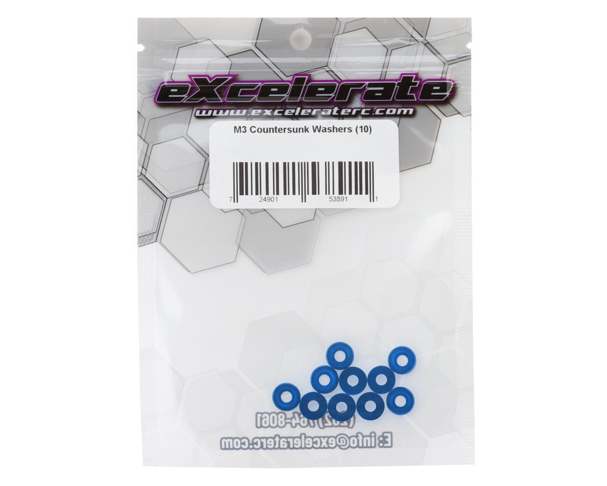 eXcelerate 3mm Countersunk Washers (Blue) (10) [XCE-0143.4]
