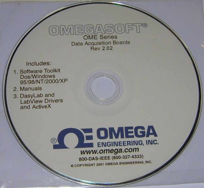 Omega Engineering PCI-180X 1002 1202 1602 A822 OmegaSoft Software CD-ROM (2001)