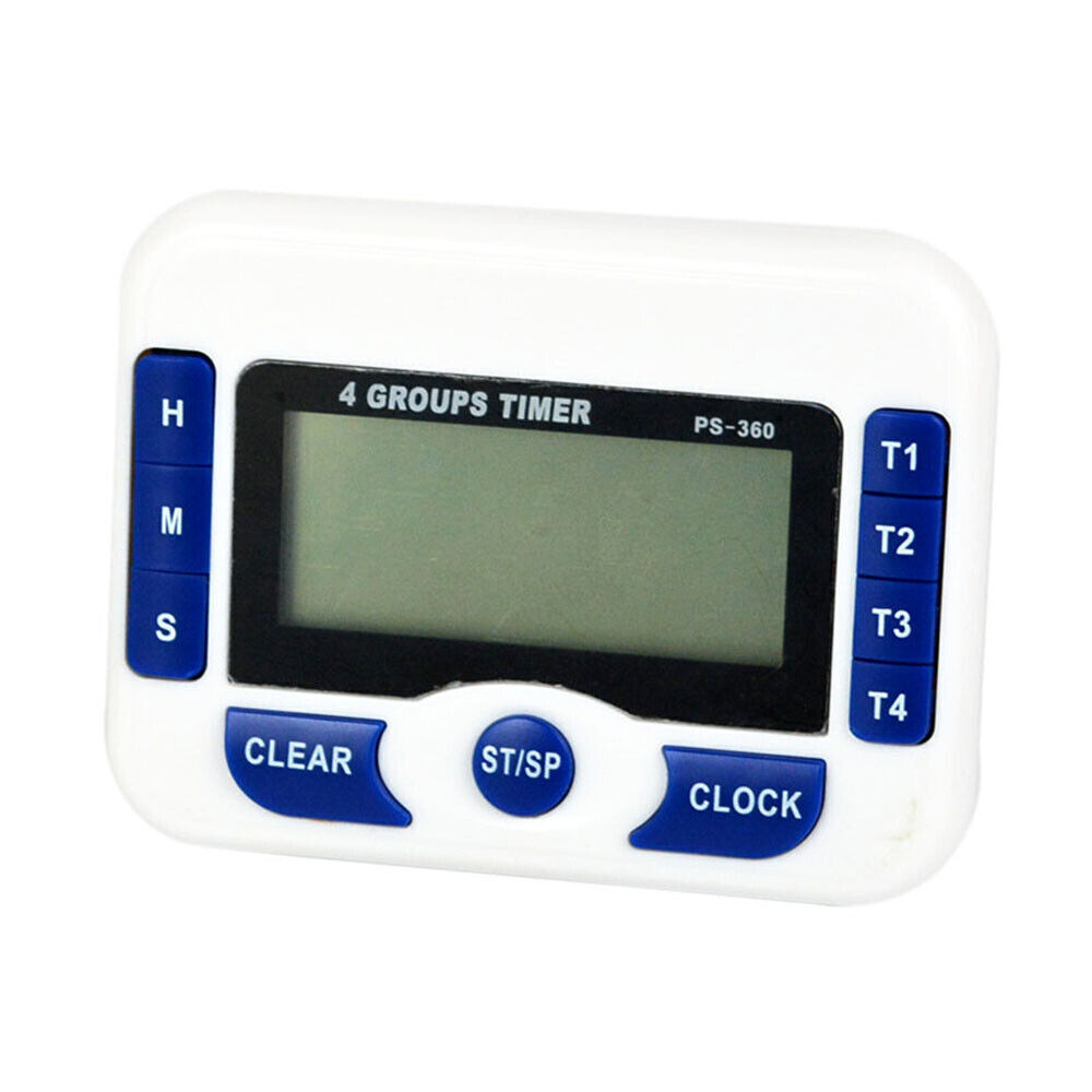 Digital Countdown 4-Channel Timer & Clock w/4 Independant Group Timer 99hr 59min
