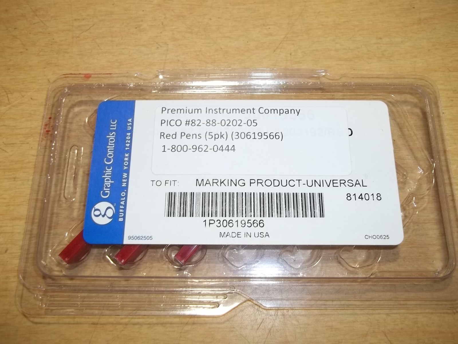 NEW Premium Instrument 82-88-0202-05 3-Pack Red Recorder Pens 30619566 FREE SHIP