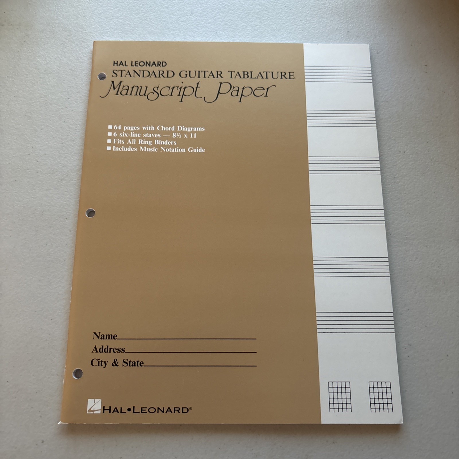Guitar Tablature Manuscript Music Paper Standard Manuscript Paper Old Stock Book