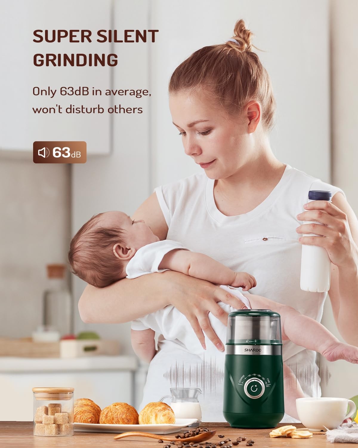 SHARDOR Electric Super Silent Blade Coffee Grinder, Timed Control