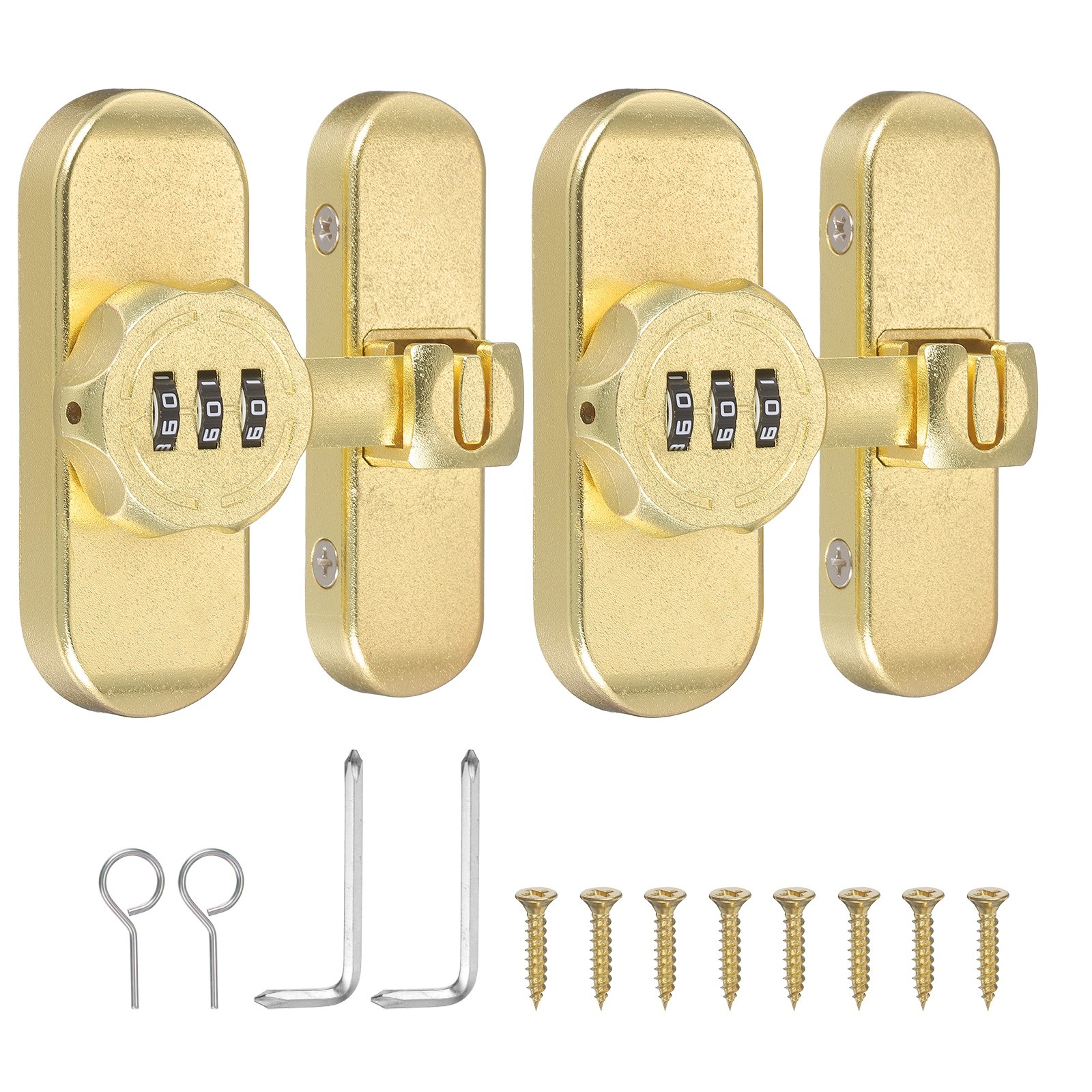 2Set 180/90 Degree Barn Door Lock Keyless Flip Latch Password Lock Gold